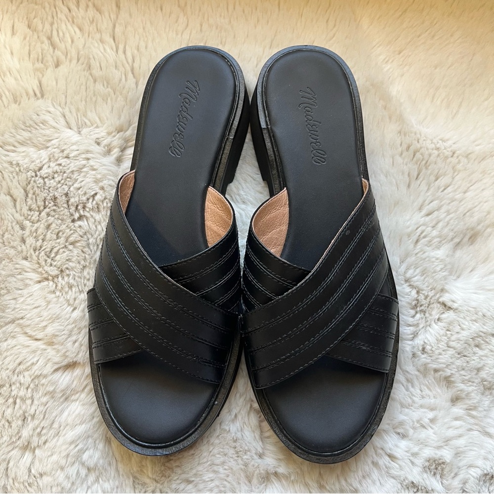 Madewell The Alina Platform Sandal in True Black Size 8.5